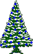 Mini kerstanimatie van een kerstboom - Besneeuwde kerstboom met blauwe kerstverlichting