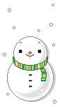 Mini animatie van een sneeuwpop - Pratende sneeuwpop staat te midden van neerdwarrelende sneeuw