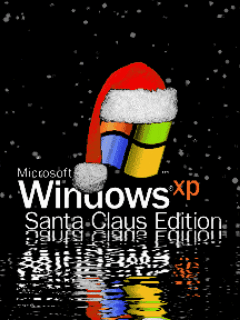 Middelgrote animatie van sneeuw - Microsoft Windows xp Santa Claus Edition met een kerstmuts