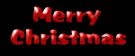 Mini animatie van een kerstwens - Merry Christmas in rode oplichtende letters