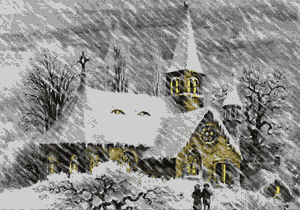 Middelgrote animatie van een kerk - Kerk in de sneeuw