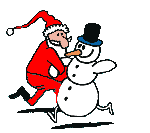 Mini animatie van een sneeuwpop - De Kerstman dans met een sneeuwman