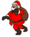 Mini animatie van een kerstman - De Kerstman sluipt met zijn zak met kerstcadeaus voorbij