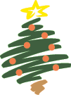 Mini kerstanimatie van een kerstboom - Kerstboom met oranje kerstballen en een gele ster als piek