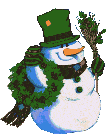 Mini animatie van een sneeuwpop - De sneeuwman heeft een kerstkrans in zijn arm en neemt zijn groene hoed af