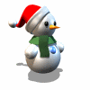 Mini animatie van een sneeuwpop - Dansende sneeuwpop met kerstmuts en groene sjaal