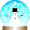 Mini animatie van een sneeuwglobe - Sneeuwpop in een sneeuwglobe met veel sneeuw