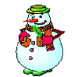Mini animatie van een sneeuwpop - Sneeuwman neemt zijn groene hoed af