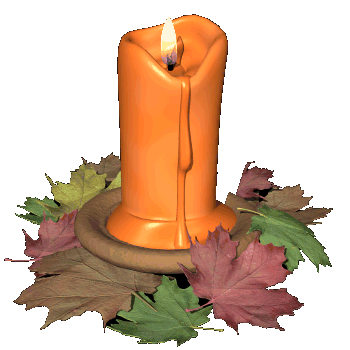 Grote kerstanimatie van een kerstkaars - Brandende oranje kaars met bladeren