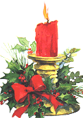 Kleine kerstanimatie van een kerstkaars - Brandende rode kaars met een rode strik